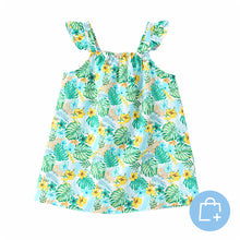 Ocean Vibes Baby Girl Tropical island Leaf Print Dress Green