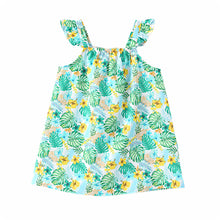 Ocean Vibes Baby Girl Tropical island Leaf Print Dress Green