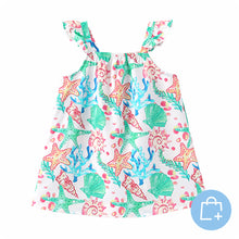 Ocean Vibes Baby Girl Tropical island Leaf Print Dress White