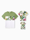 Daddy and Me Family Matching Tropical Floral Print Short-sleeve Top or Camisole Dress Set Multi-color