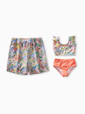 Daddy & Daughter Floral Swimwear Bikini Set for Mom & Daughter Floral Board Shorts for Dad & Son, Cute Beach Outfits for Vacation & Pool Days Multi-color