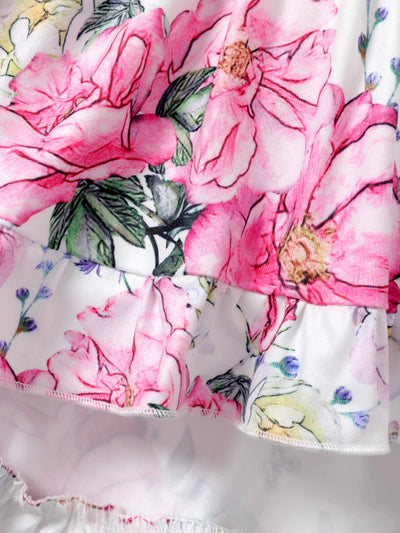 2PCS Childlike Toddler Girl Flower Hyper-Tactile Design Set Pink