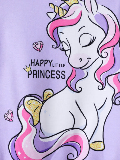 Toddler Girl Childlike Unicorn Print Sweatshirt Purple