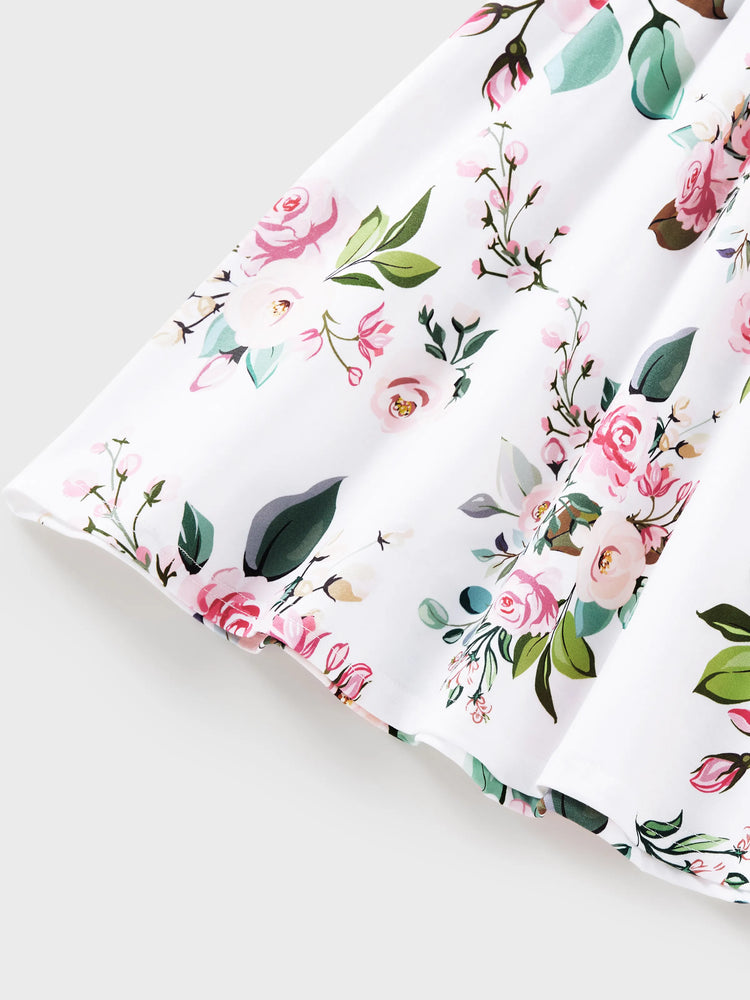 Toddler/Kid Girl Pink Sleeveless Splicing Floral Print Midi Dresses Pink