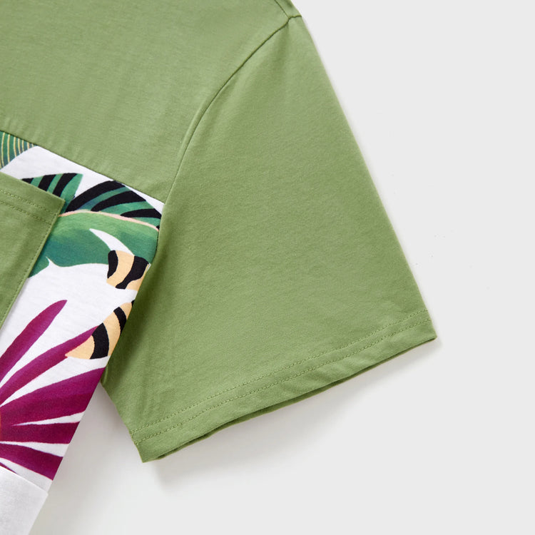 Daddy and Me Family Matching Tropical Floral Print Short-sleeve Top or Camisole Dress Set Multi-color