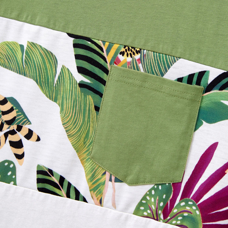 Daddy and Me Family Matching Tropical Floral Print Short-sleeve Top or Camisole Dress Set Multi-color