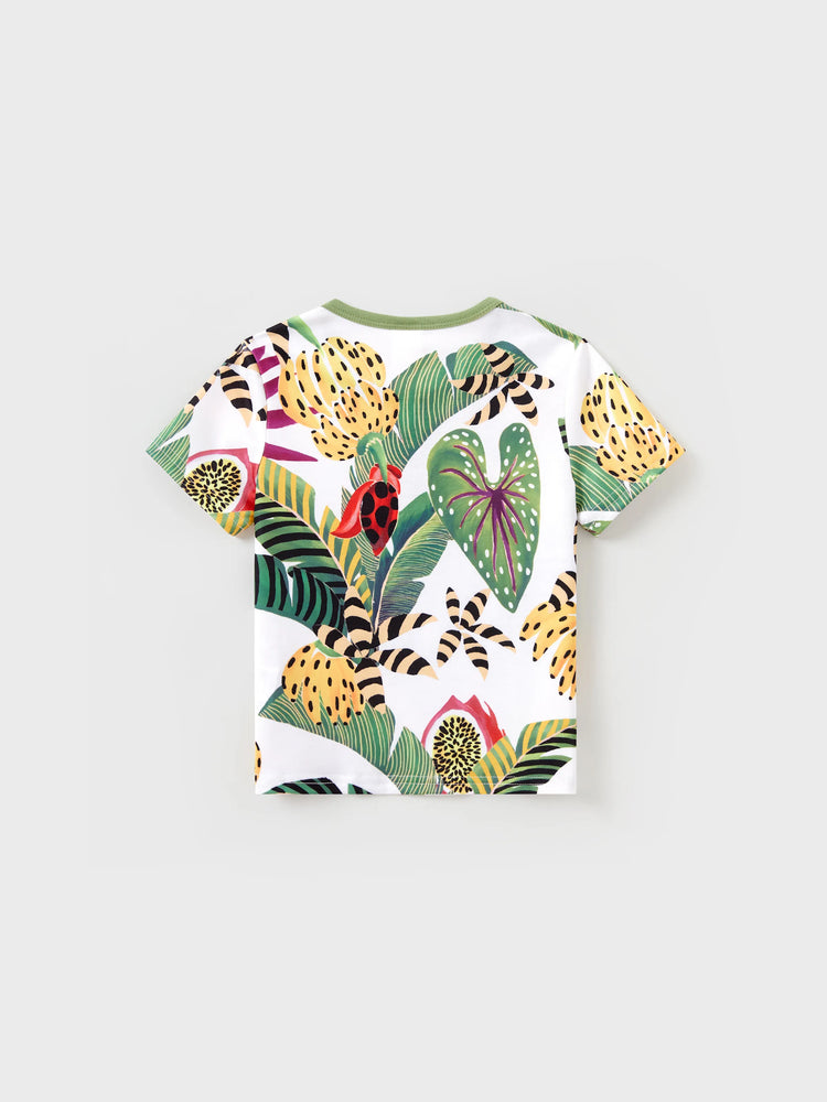 Daddy and Me Family Matching Tropical Floral Print Short-sleeve Top or Camisole Dress Set Multi-color