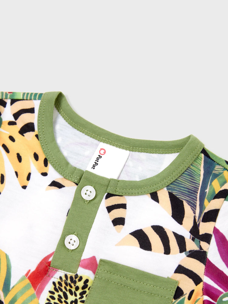 Daddy and Me Family Matching Tropical Floral Print Short-sleeve Top or Camisole Dress Set Multi-color