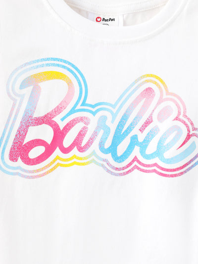 Barbie Toddler/Kid Girl 2pcs Cotton Drawstring Short-sleeve Top And Smocking Skirt Set White