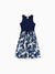 Toddler/Kid Girl Flora Print Splicing Tank Dress Deep Blue