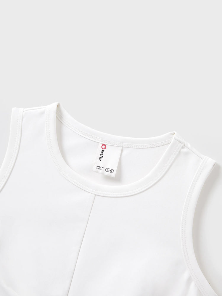 Toddler/Kid Girl Outfits White Camisole Top and Blue Floral Print Skirt Co-ord Set Blue