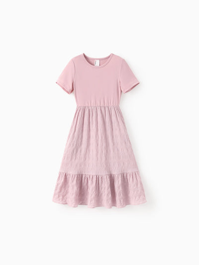 Kid Girl Ruffled Boho Casual Maxi Dress with Pockets Pink