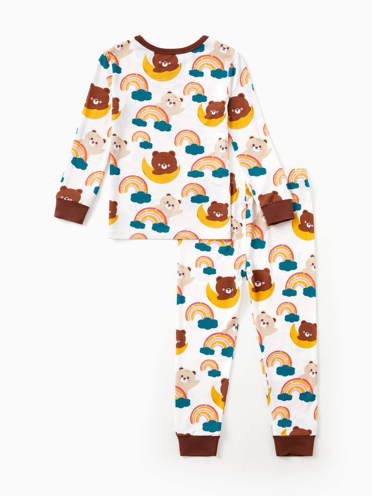 Bamboo Pajamas Set 2-Piece Childlike Animal Print Snug-Fitting Pajamas Set for Baby/Toddler Brown