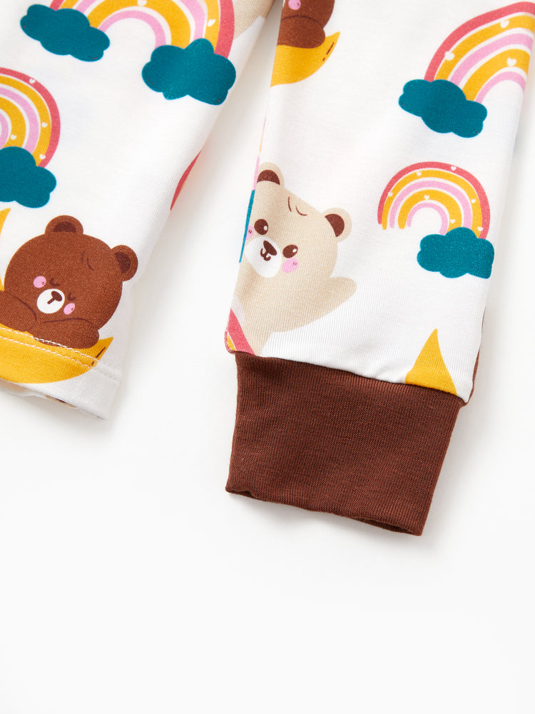 Bamboo Pajamas Set 2-Piece Childlike Animal Print Snug-Fitting Pajamas Set for Baby/Toddler Brown