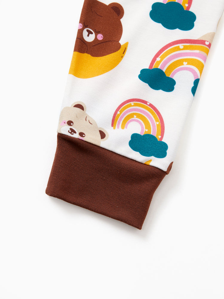 Bamboo Pajamas Set 2-Piece Childlike Animal Print Snug-Fitting Pajamas Set for Baby/Toddler Brown