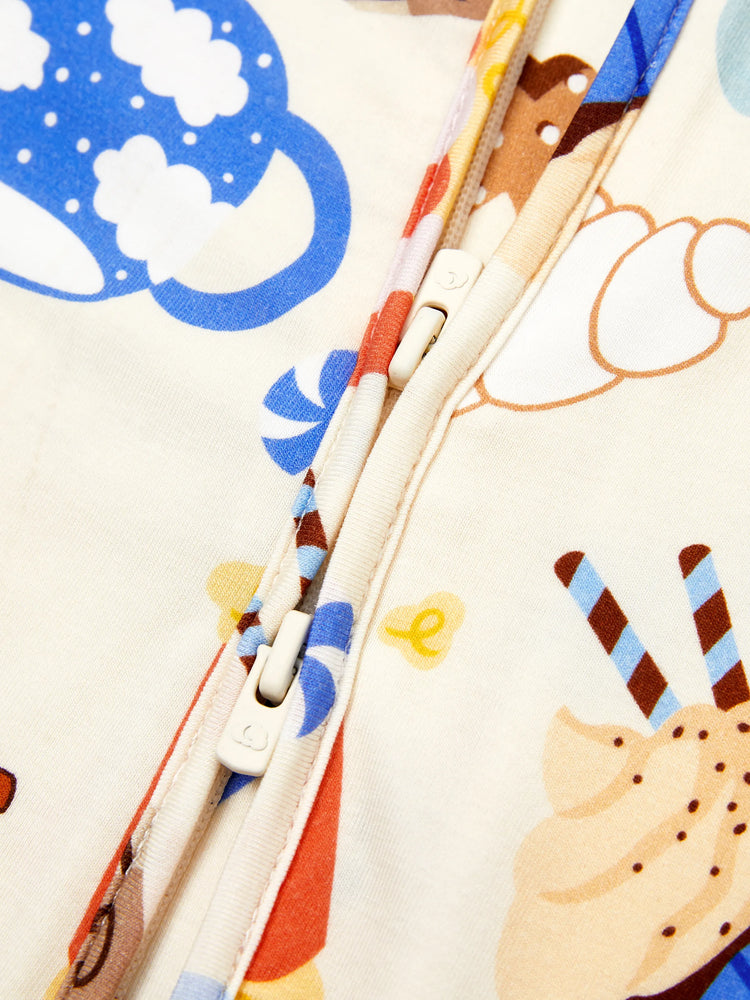 Daddy & Son Bamboo Pajamas Buttery Soft Bamboo Viscose PJs for Men Women Kids Toddler Baby, Cozy Dessert Print Short-sleeve Sleepwear Blue