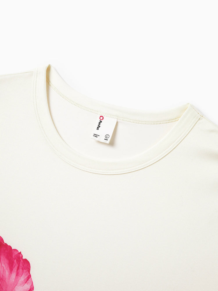 Daddy & Daughter Casual Outfit Floral Print T-shirt or Halter Dress Summer Set for Vacation Apricot