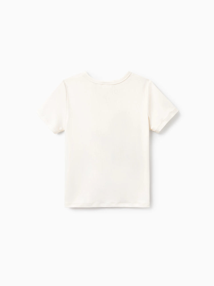 Daddy & Son Casual Outfit Floral Print T-shirt or Halter Dress Summer Set for Vacation Apricot