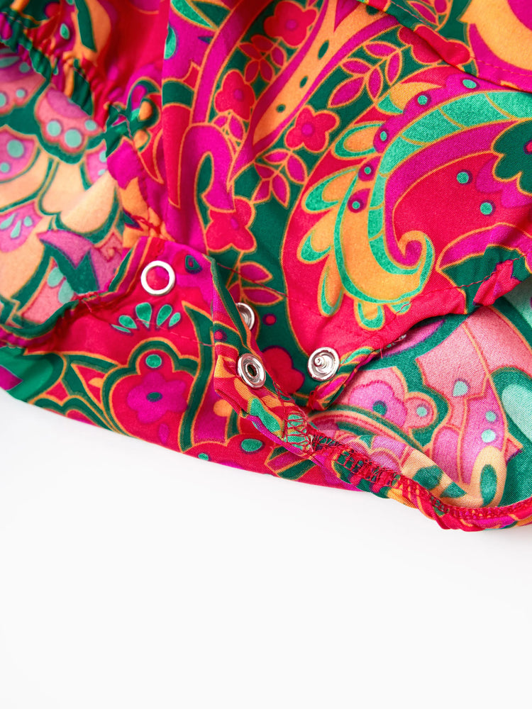 Daddy & Daughter Outfit Set Sleeveless Halter Belted Dress or Short-sleeve Collar Shirt   for Summer Vacation Hot Pink