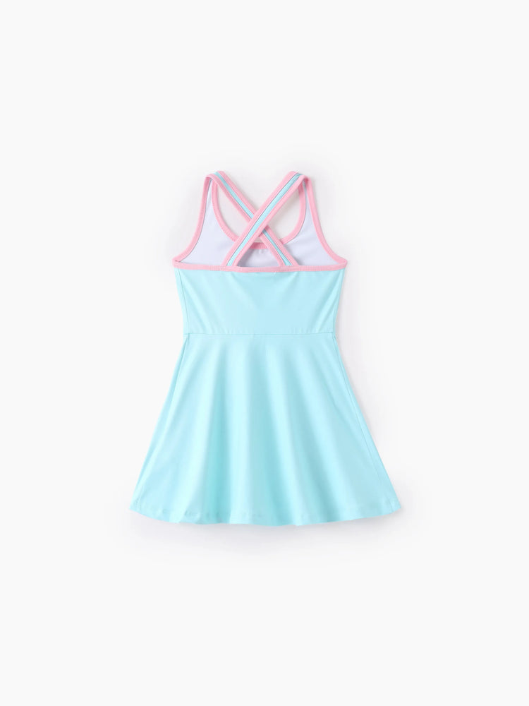 PAW Patrol Toddler/Kid Girl Floral Crisscross Back Dress Turquoise