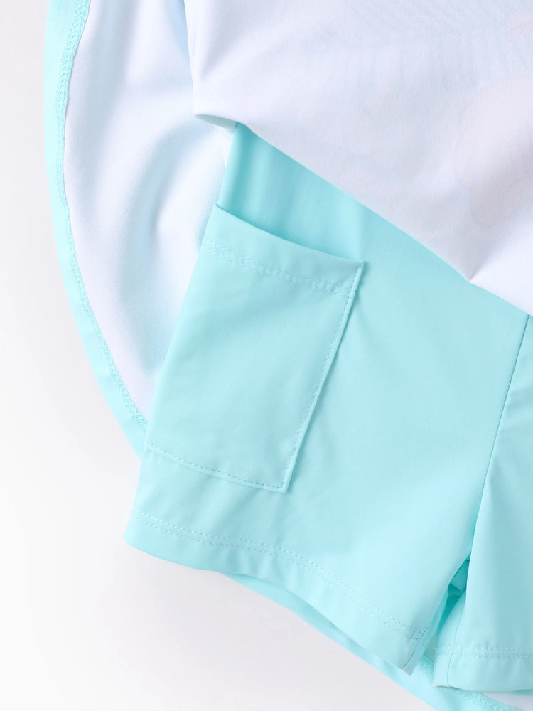 PAW Patrol Toddler/Kid Girl Floral Crisscross Back Dress Turquoise