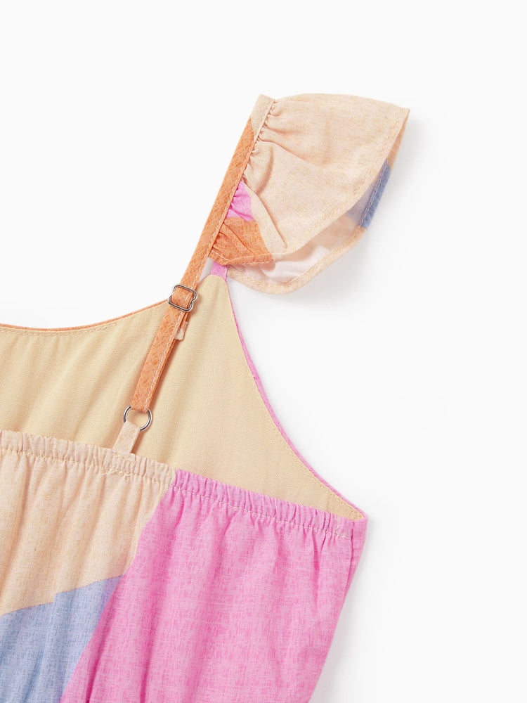 Toddler/Kid Girl Colorblock Sleeveless Strappy Dress Multi-color