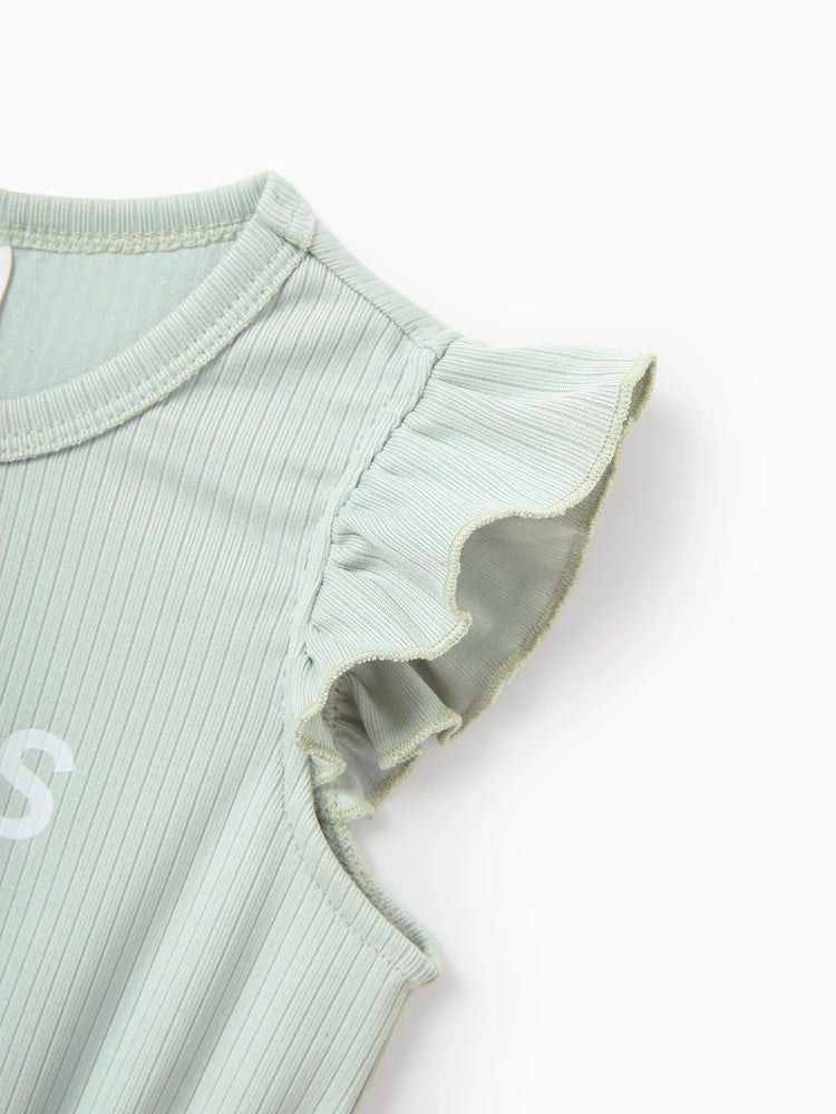 Matching Toddler/Kid Girl "Besties" Dresses Pastel Tulle Skirt for Girls, Perfect for Family Outings & Photos Pale Green