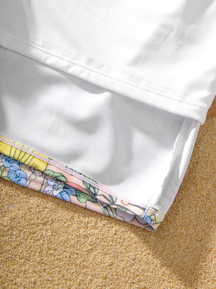 Matching Family Floral Swimwear Bikini Set for Mom & Daughter Floral Board Shorts for Dad & Son, Cute Beach Outfits for Vacation & Pool Days Multi-color