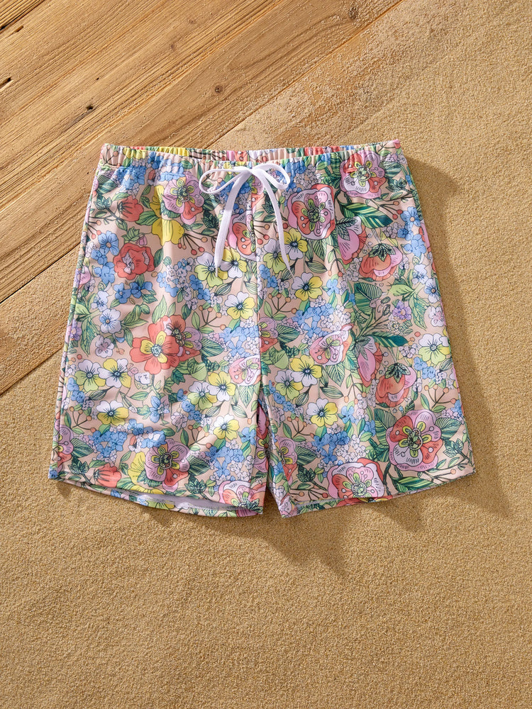 Daddy & Daughter Floral Swimwear Bikini Set for Mom & Daughter Floral Board Shorts for Dad & Son, Cute Beach Outfits for Vacation & Pool Days Multi-color