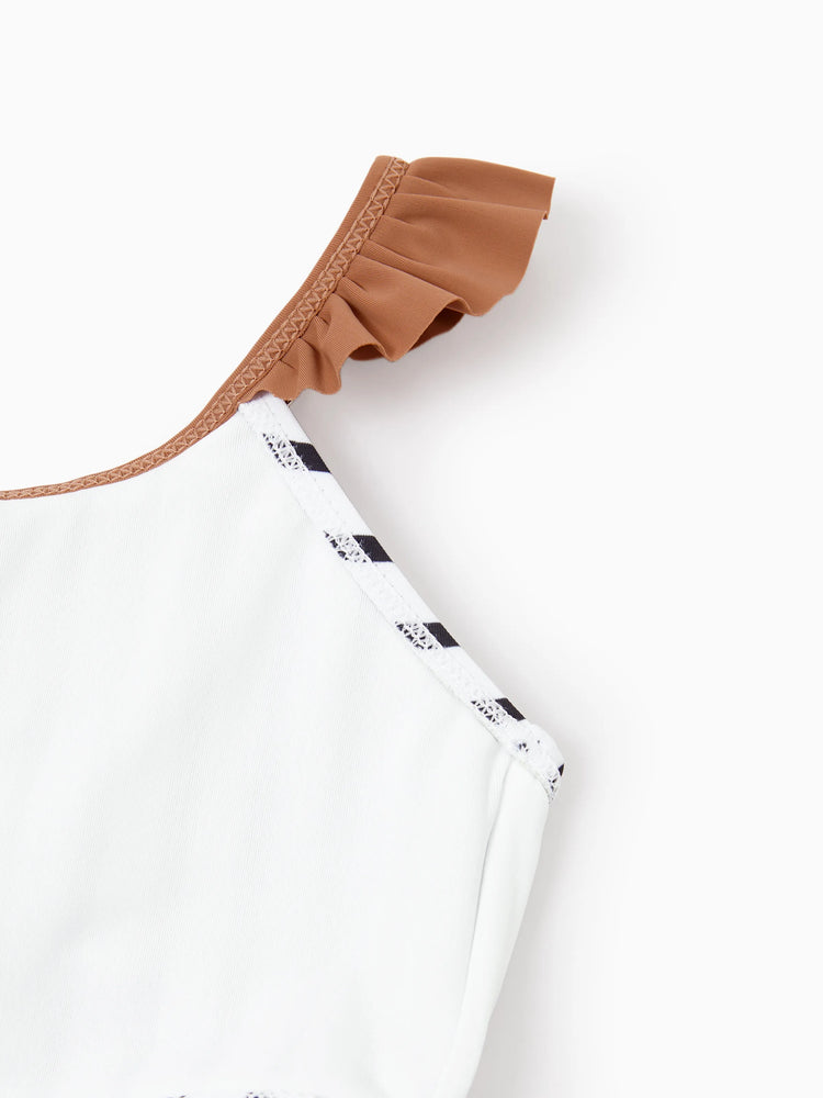 Daddy & Daughter Color Block Swimsuits Striped Bikini & Swim Trunks Set Color block