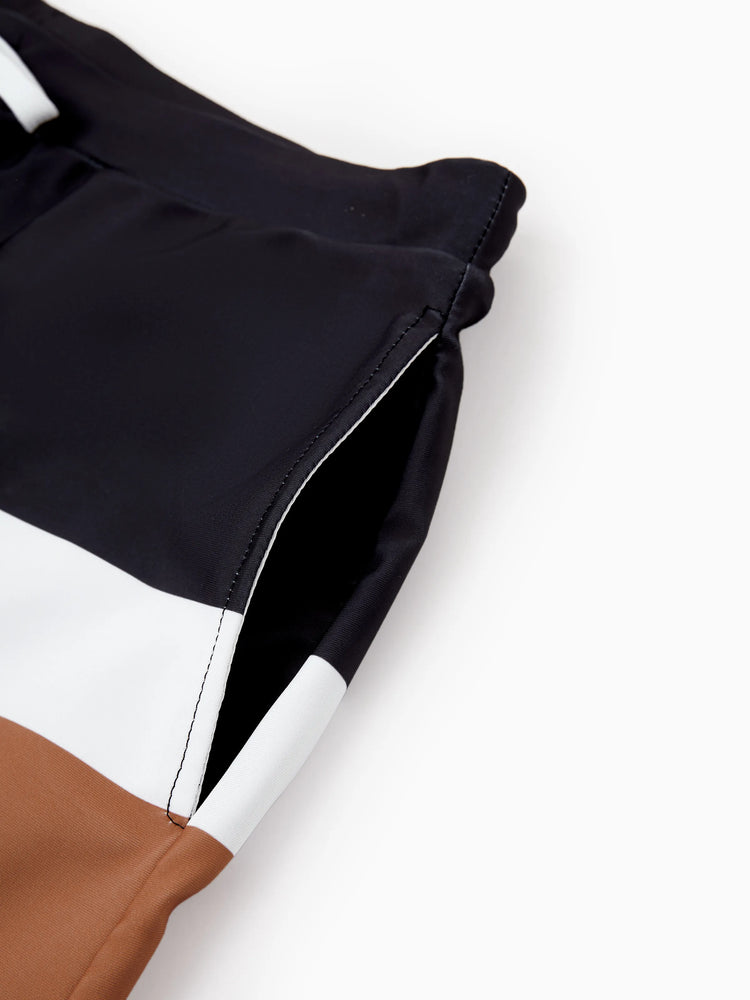 Daddy & Daughter Color Block Swimsuits Striped Bikini & Swim Trunks Set Color block