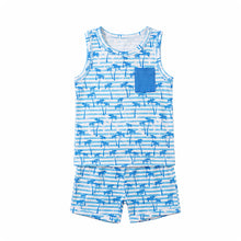 Ocean Vibes Baby Boy Palm Tree Shorts Set Blue