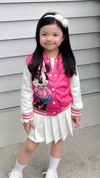 Disney Mickey and Friends Toddler/Kid Girl Minnie Lightweight Bomber Jacket Hot Pink