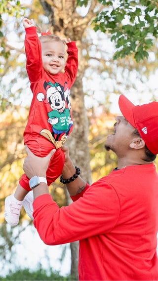 Disney Mickey and Friends Family Matching Christmas Character Print Sweatshirt Red