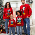 Disney Mickey and Friends Family Matching Christmas Character Print Sweatshirt Red