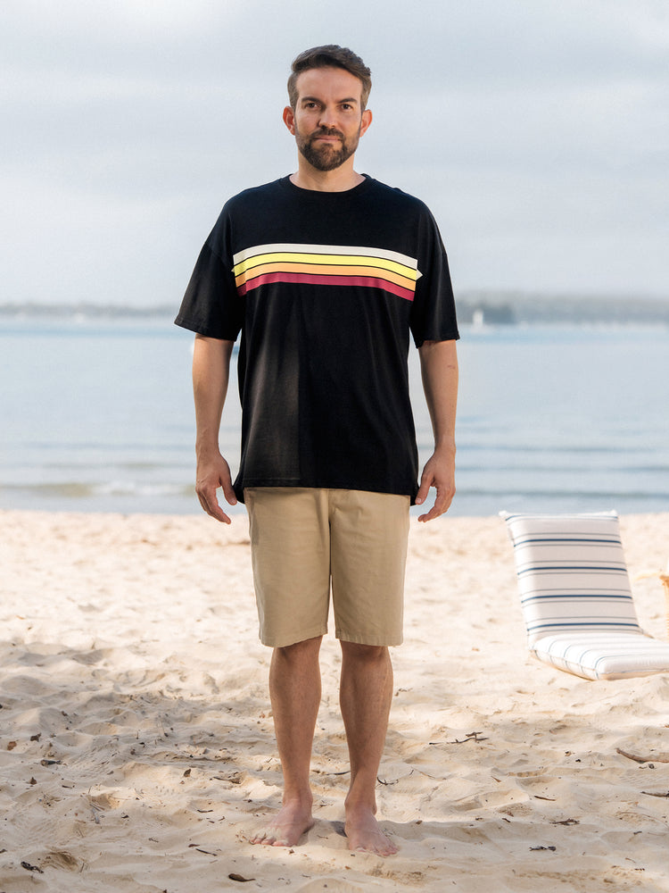 Family Matching Set Floral Sleeveless Strappy Dress or Colorblock Short-sleeve T-shirt  Black