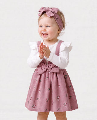Baby girl two-piece dress set with headband, the kind of everyday cotton piece washed most often