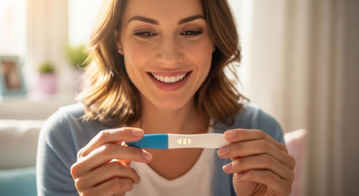 Positive pregnancy test moment guide for expecting mothers