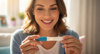 Positive pregnancy test moment guide for expecting mothers