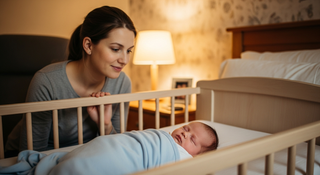 Peaceful sleeping baby with gentle lighting demonstrating normal infant sleep patterns