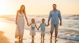 Family beach photos guide for coordinated outfits and golden hour photography