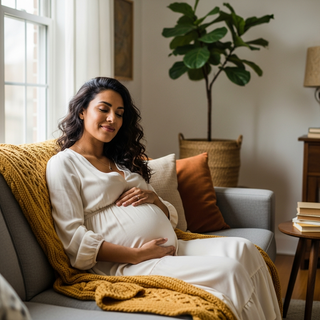 Pregnant woman staying calm while waiting past due date at home