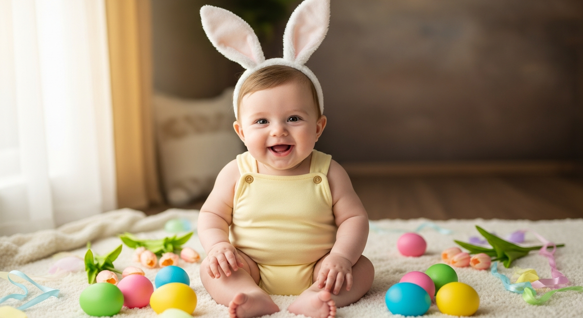 Baby's first Easter creative photo ideas guide illustration