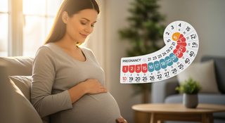 Pregnancy timeline guide illustration showing 40 weeks journey for expecting mothers