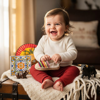 Most popular baby names in Spain guide with adorable baby and Spanish cultural elements