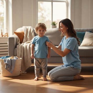 Sensory-friendly dressing guide for kids who hate tags and seams mother helping child get dressed