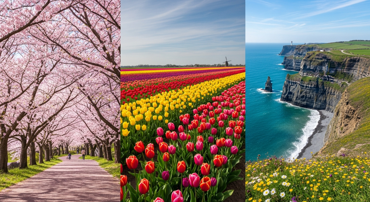 Best places to visit in spring with cherry blossoms and tulip fields for stunning scenery