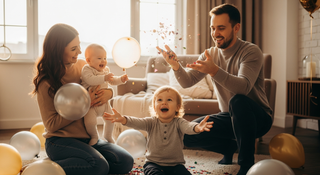 Family-friendly New Year's Day celebration with baby and toddler at home