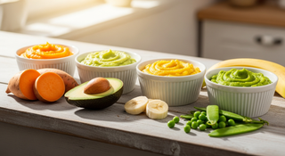 First baby purees guide illustration for new parents