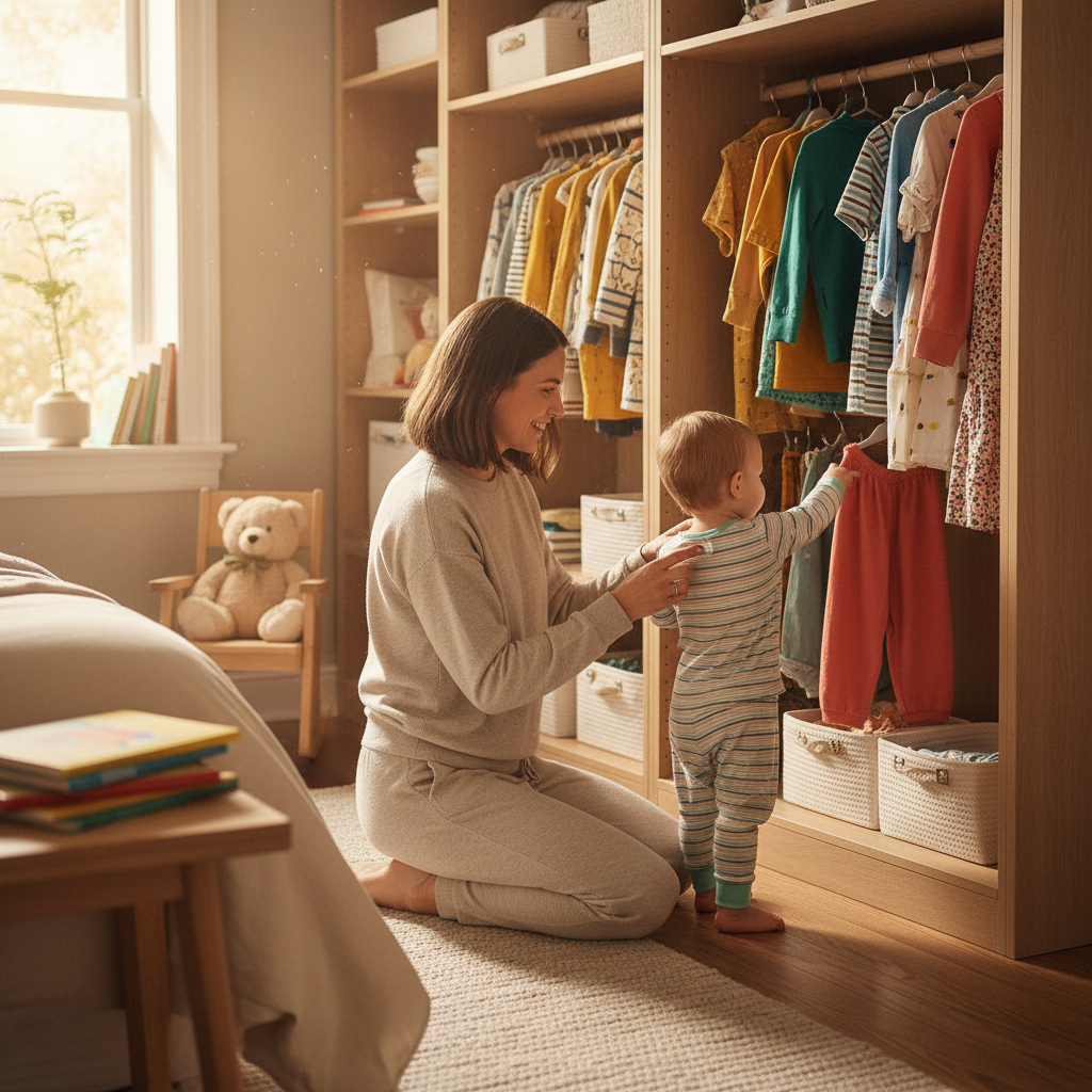 Visual outfit planner for kids guide illustration for parents of toddlers and preschoolers